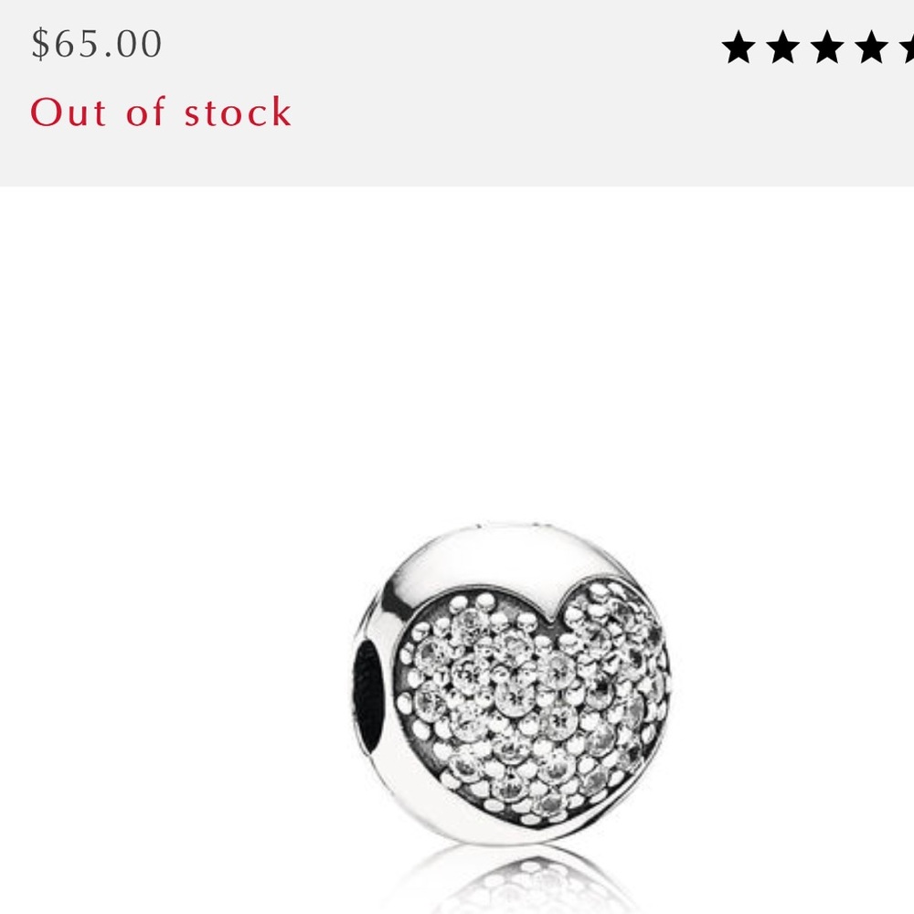 Pandora silver heart clip